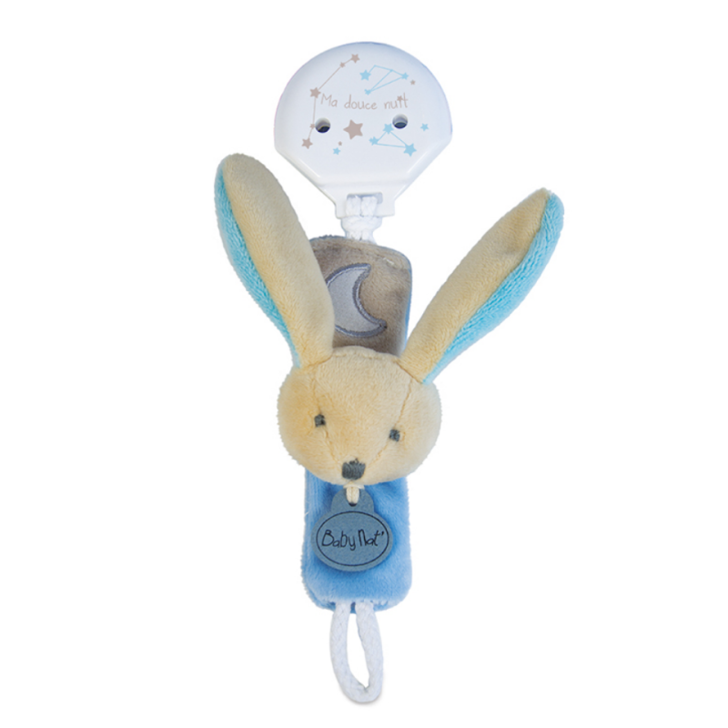 Les luminescents attache-sucette lapin bleu 